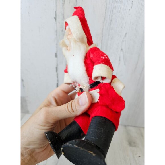 Antique cardboard felt Santa composition metal jointed figurine Xmas tree - Picture 3 of 10